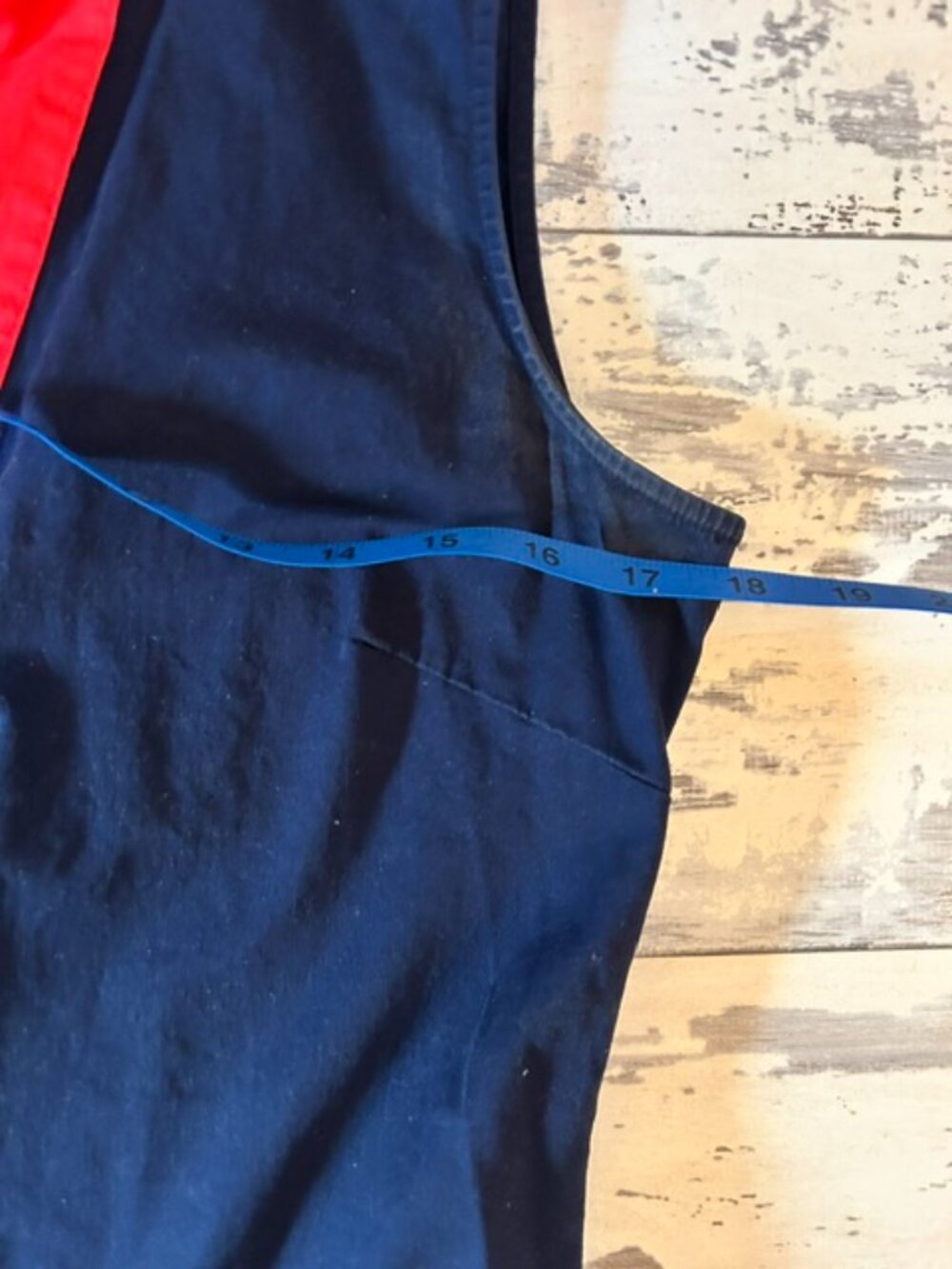 Navy and Red Sleeveless Shift Dress - Picture 2 of 3